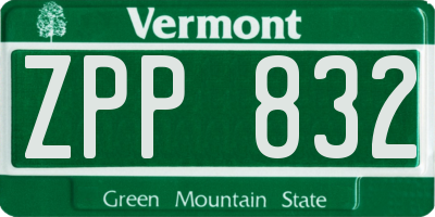 VT license plate ZPP832