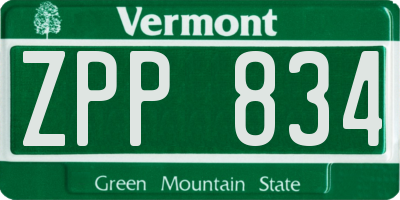 VT license plate ZPP834