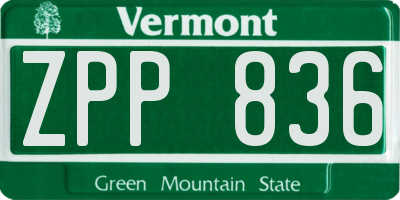 VT license plate ZPP836