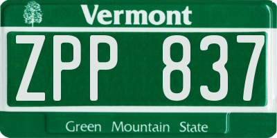 VT license plate ZPP837