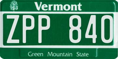 VT license plate ZPP840