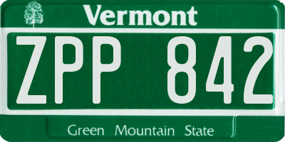 VT license plate ZPP842