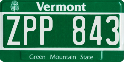 VT license plate ZPP843