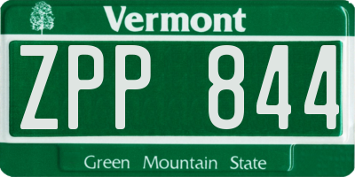 VT license plate ZPP844