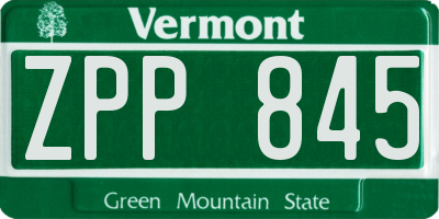 VT license plate ZPP845