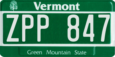VT license plate ZPP847