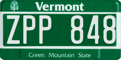 VT license plate ZPP848