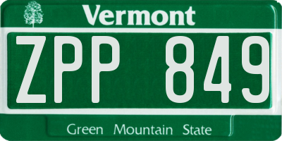 VT license plate ZPP849