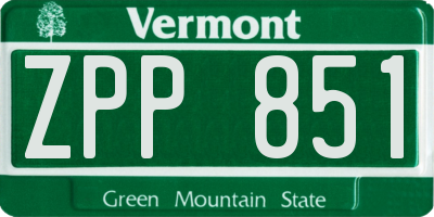 VT license plate ZPP851