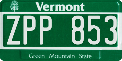 VT license plate ZPP853