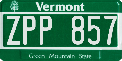 VT license plate ZPP857