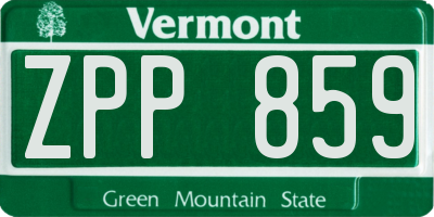 VT license plate ZPP859