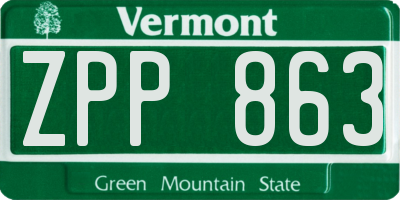 VT license plate ZPP863