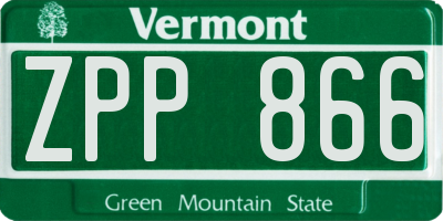 VT license plate ZPP866