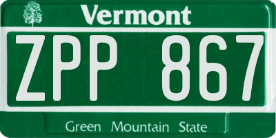 VT license plate ZPP867