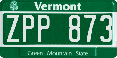 VT license plate ZPP873