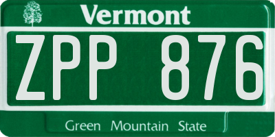 VT license plate ZPP876