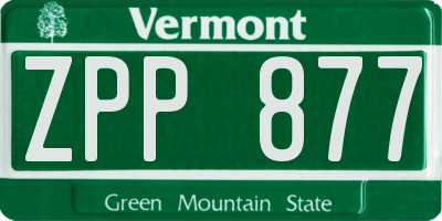 VT license plate ZPP877