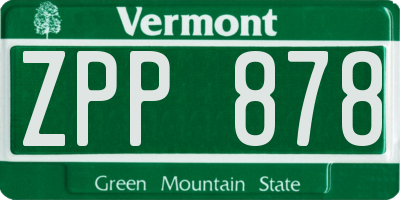 VT license plate ZPP878
