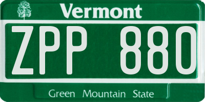 VT license plate ZPP880