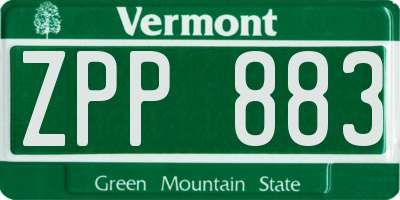 VT license plate ZPP883