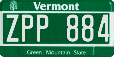 VT license plate ZPP884