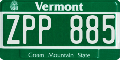VT license plate ZPP885