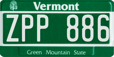 VT license plate ZPP886