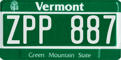 VT license plate ZPP887