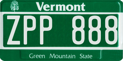 VT license plate ZPP888