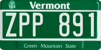 VT license plate ZPP891