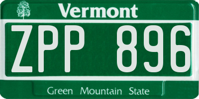 VT license plate ZPP896