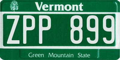 VT license plate ZPP899