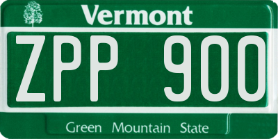 VT license plate ZPP900