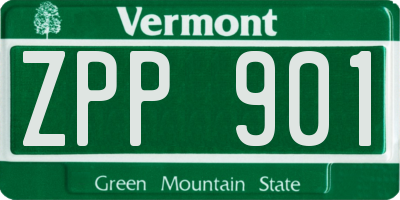 VT license plate ZPP901
