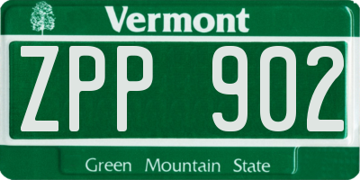 VT license plate ZPP902