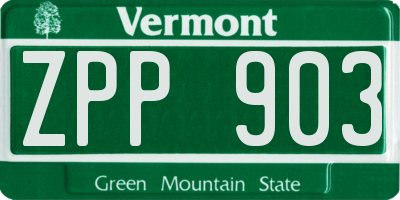 VT license plate ZPP903