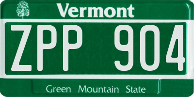 VT license plate ZPP904