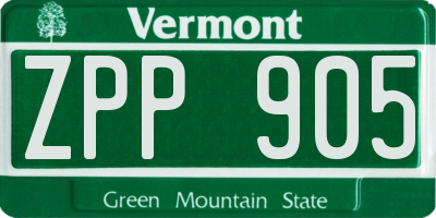 VT license plate ZPP905