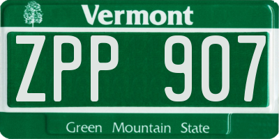 VT license plate ZPP907