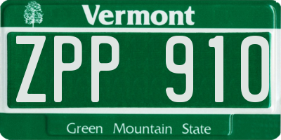 VT license plate ZPP910