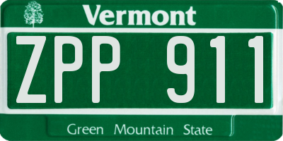 VT license plate ZPP911