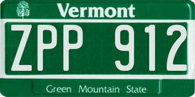VT license plate ZPP912
