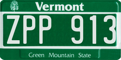 VT license plate ZPP913