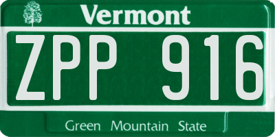VT license plate ZPP916