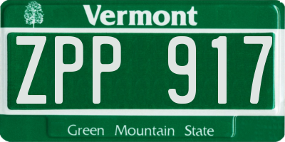 VT license plate ZPP917