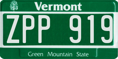 VT license plate ZPP919