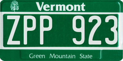 VT license plate ZPP923
