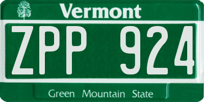 VT license plate ZPP924