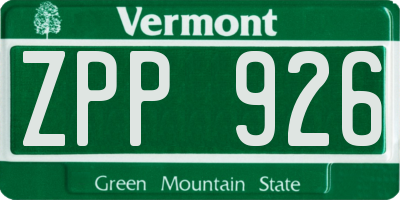 VT license plate ZPP926